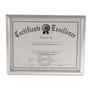 Universal Plastic Document Frame, for 8.5 x 11, Easel Back, Metallic Silver