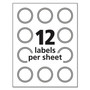 Avery Round Labels, Inkjet Printers, 2" dia, Silver, 12/Sheet, 8 Sheets/Pack