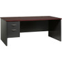 Lorell Fortress Modular Series Left-Pedestal Desk - 72" Width x 36" Depth, x 1.1" Thickness Top - 2 x Box, File Drawer(s) - Single Pedestal on Left Side - Material: Steel - Finish: Mahogany Laminate, Charcoal