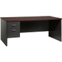 Lorell Fortress Modular Series Left-Pedestal Desk - 72" Width x 36" Depth, x 1.1" Thickness Top - 2 x Box, File Drawer(s) - Single Pedestal on Left Side - Material: Steel - Finish: Mahogany Laminate, Charcoal