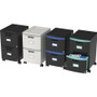 Storex Two-Drawer Mobile Filing Cabinet, 2 Legal/Letter-Size File Drawers, Black/Teal, 14.75" x 18.25" x 26"