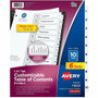 Avery Ready Index 10-tab Custom TOC Dividers - 60 x Divider(s) - 1-10, Table of Contents - 10 Tab(s)/Set - 8.5" Divider Width x 11" Divider Length - 3 Hole Punched