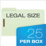 Pendaflex Heavy-Duty Pressboard Folders with Embossed Fasteners, 1/3-Cut Tabs, 2" Expansion, 2 Fasteners, Legal Size, Green, 25/Box