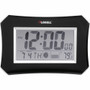 Lorell LCD Wall/Alarm Clock - Digital - Quartz - LCD - Black Main Dial - Silver Case