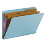 Smead End Tab Pressboard Classification Folders, Six SafeSHIELD Fasteners, 2" Expansion, 2 Dividers, Legal Size, Blue, 10/Box