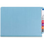 Smead End Tab Pressboard Classification Folders, Six SafeSHIELD Fasteners, 2" Expansion, 2 Dividers, Legal Size, Blue, 10/Box