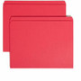 Smead Colored Straight Tab Cut Letter Recycled Top Tab File Folder - 8 1/2" x 11" - 3/4" Expansion - 11 pt. - 2 Plys - Red