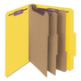 Smead Eight-Section Pressboard Top Tab Classification Folders, Eight SafeSHIELD Fasteners, 3 Dividers, Letter Size, Yellow, 10/Box
