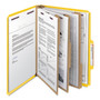 Smead Eight-Section Pressboard Top Tab Classification Folders, Eight SafeSHIELD Fasteners, 3 Dividers, Letter Size, Yellow, 10/Box (SMD14098) View Product Image