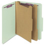 Smead Pressboard Classification Folders, Six SafeSHIELD Fasteners, 2/5-Cut Tabs, 2 Dividers, Letter Size, Gray-Green, 10/Box