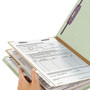 Smead Pressboard Classification Folders, Six SafeSHIELD Fasteners, 2/5-Cut Tabs, 2 Dividers, Letter Size, Gray-Green, 10/Box