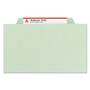 Smead Pressboard Classification Folders, Six SafeSHIELD Fasteners, 2/5-Cut Tabs, 2 Dividers, Letter Size, Gray-Green, 10/Box