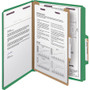 Smead Four-Section Pressboard Top Tab Classification Folders, Four SafeSHIELD Fasteners, 1 Divider, Letter Size, Green, 10/Box