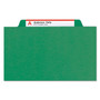 Smead Four-Section Pressboard Top Tab Classification Folders, Four SafeSHIELD Fasteners, 1 Divider, Letter Size, Green, 10/Box (SMD13733) View Product Image