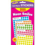 Trend superSpots Neon Smiles Stickers Variety Pack - 2500 x Smilies Shape - Acid-free, Non-toxic - Neon Green, Neon Yellow, Neon Orange, Neon Blue, Neon Pink