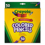 Crayola Long-Length Colored Pencil Set, 3.3 mm, 2B, Assorted Lead and Barrel Colors, 50/Box