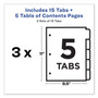 Avery Customizable Table of Contents Ready Index Dividers with Multicolor Tabs, 5-Tab, 1 to 5, 11 x 8.5, White, 3 Sets