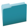 Pendaflex Colored File Folders, 1/3-Cut Tabs: Assorted, Letter Size, Teal/Light Teal, 100/Box