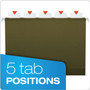 Pendaflex Ready-Tab Extra Capacity Reinforced Colored Hanging Folders, Legal Size, 1/6-Cut Tabs, Standard Green, 20/Box