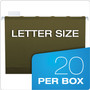 Pendaflex Ready-Tab Extra Capacity Reinforced Colored Hanging Folders, Legal Size, 1/6-Cut Tabs, Standard Green, 20/Box