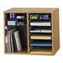 Safco Wood/Fiberboard Literature Sorter, 12 Compartments, 19.63 x 11.88 x 16.13, Oak