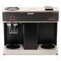 BUNN Pour-O-Matic Three-Burner Pour-Over Coffee Brewer, 12-Cup, Stainless Steel, Black