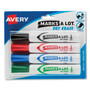 Avery MARKS A LOT Desk-Style Dry Erase Marker, Broad Chisel Tip, Assorted Colors, 4/Set (24409)