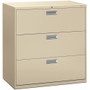 HON Brigade 600 H693 Lateral File - 40.9" Height x 42" Width x 18" Depth - 3 - Finish: Putty