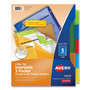 Avery Insertable Big Tab Plastic Three-Pocket Corner Lock Dividers, 5-Tab, 11.13 x 9.25, Assorted, 1 Set