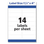 Avery Easy Peel White Address Labels w/ Sure Feed Technology, Inkjet Printers, 1.33 x 4, White, 14/Sheet, 100 Sheets/Box (AVE8462) View Product Image