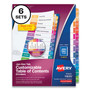 Avery Customizable Table of Contents Ready Index Multicolor Dividers, 12-Tab, Jan. to Dec., 11 x 8.5, White, 6 Sets