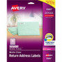 Avery Easy Peel Return Address Labels - 1/2" Width x 1 3/4" Length - Permanent Adhesive - Rectangle - Laser - Matte
