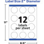 Avery Round Print-to-the Edge Labels with Sure Feed and Easy Peel, 2" dia, Glossy White, 120/PK (AVE22807) View Product Image