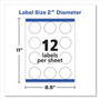 Avery Round Print-to-the Edge Labels with Sure Feed and Easy Peel, 2" dia, Glossy White, 120/PK