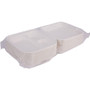 Eco-Products Bagasse Hinged Clamshell Containers, 3-Compartment, 9 x 9 x 3, White, Sugarcane, 50/Pack, 4 Packs/Carton (ECOEPHC93) View Product Image