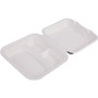 Eco-Products Bagasse Hinged Clamshell Containers, 3-Compartment, 9 x 9 x 3, White, Sugarcane, 50/Pack, 4 Packs/Carton (ECOEPHC93) View Product Image