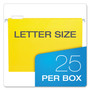 Pendaflex Colored Hanging Folders, Letter Size, 1/5-Cut Tabs, Yellow, 25/Box