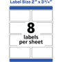 Avery Vibrant Laser Color-Print Labels w/ Sure Feed, 2 x 3.75, White, 200/PK