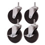 Alera Optional Casters for Wire Shelving, Grip Ring Type K Stem, 4" Wheel, Black/Silver, 4/Set (2 Locking) Product Image 