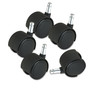 Master Caster Deluxe Duet Hard-Wheel Casters, 0.44" x 0.88" Grip Ring Type B Stems, 2" Nylon Wheels, Matte Black, 5/Set