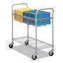 Safco Dual-Purpose Wire Mail and Filing Cart, Metal, 1 Shelf, 1 Bin, 39" x 18.75" x 38.5", Metallic Gray