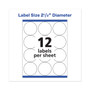 Avery Permanent Laser Print-to-the-Edge ID Labels w/SureFeed, 2 1/2"dia, White, 300/PK