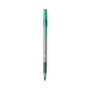 BIC Round Stic Grip Xtra Comfort Ballpoint Pen, Easy-Glide System, Stick, Medium 1.2 mm, Green Ink, Gray/Green Barrel, Dozen