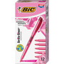 BIC Brite Liner Highlighter, Fluorescent Pink Ink, Chisel Tip, Pink/Black Barrel, Dozen
