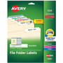 Avery TrueBlock File Folder Labels - 2/3" Width x 3 7/16" Length - Permanent Adhesive - Rectangle - Inkjet, Laser - Matte - (AVE5266)