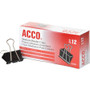ACCO Binder Clips, Medium, Black/Silver, Dozen