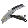 Stanley Curved Quick-Change Utility Knife, Stainless Steel Retractable Blade, 3 Blades, 6.5" Metal Handle, Black/Chrome (BOS10788) View Product Image