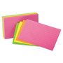 Oxford Ruled Index Cards, 3 x 5, Glow Green/Yellow, Orange/Pink, 100/Pack