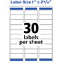 Avery Easy Peel White Address Labels w/ Sure Feed Technology, Laser Printers, 1 x 2.63, White, 30/Sheet, 100 Sheets/Box (AVE5160) View Product Image