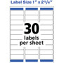Avery Easy Peel White Address Labels w/ Sure Feed Technology, Laser Printers, 1 x 2.63, White, 30/Sheet, 100 Sheets/Box